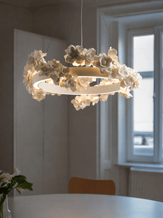 Floral Wreath Chandelier-Neutral Decor