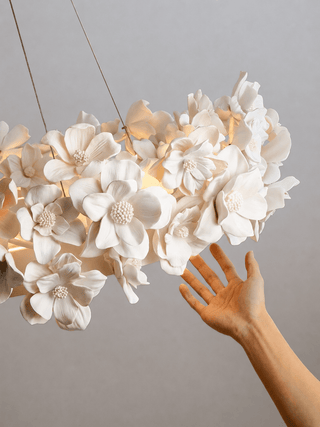 Floral Wreath Chandelier-Neutral Decor