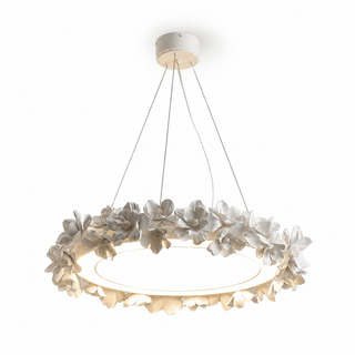 Floral Wreath Chandelier-Neutral Decor