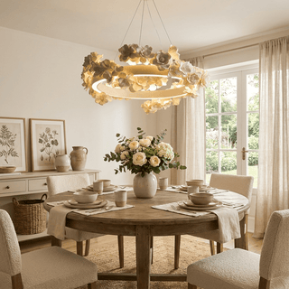 Floral Wreath Chandelier-Neutral Decor
