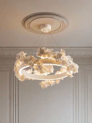 Floral Wreath Chandelier-Neutral Decor