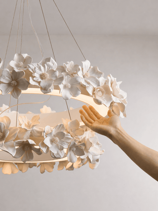 Floral Wreath Chandelier-Neutral Decor