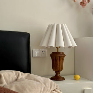 Vireo Lampe de Table en Bois Et Tissu