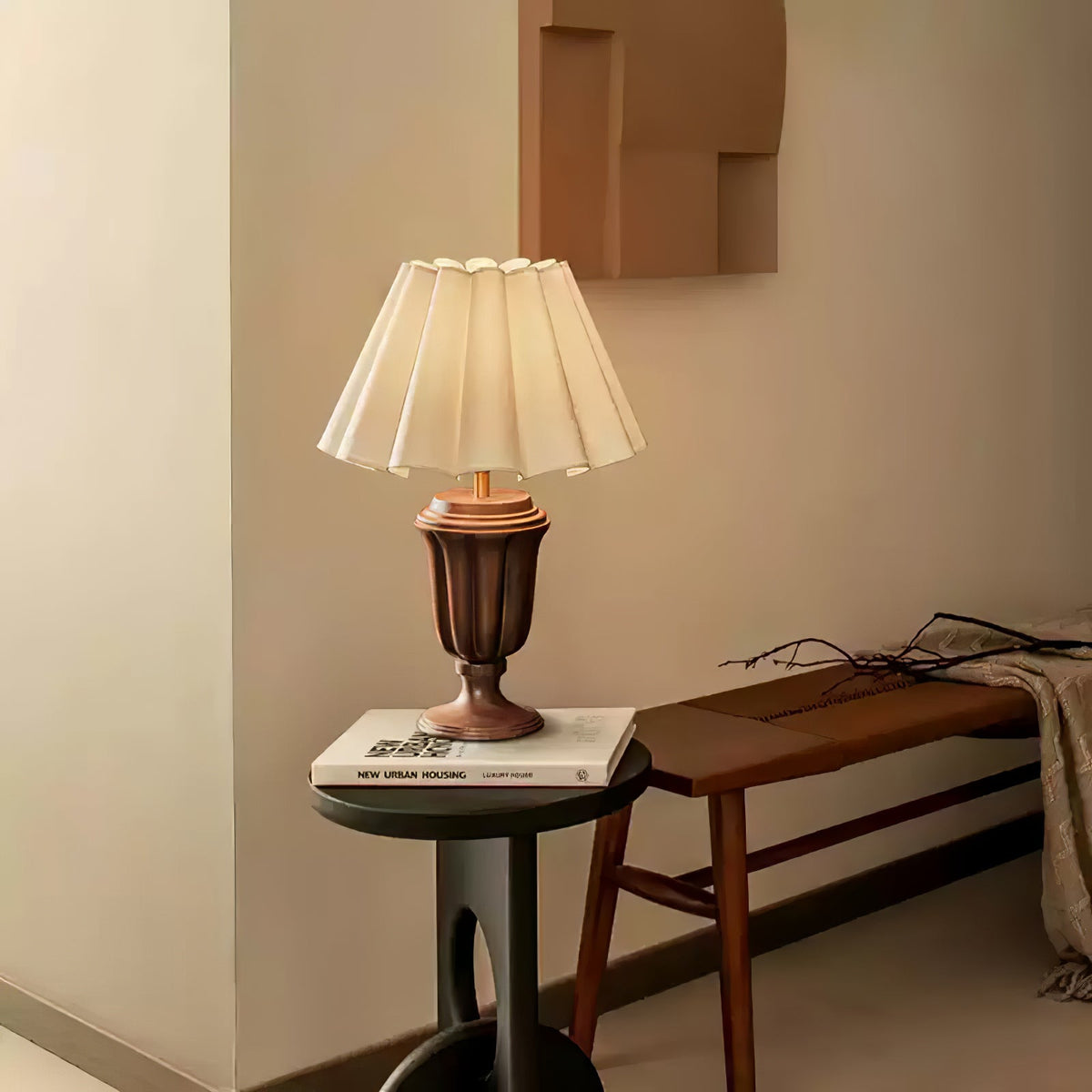 Vireo Lampe de Table en Bois Et Tissu