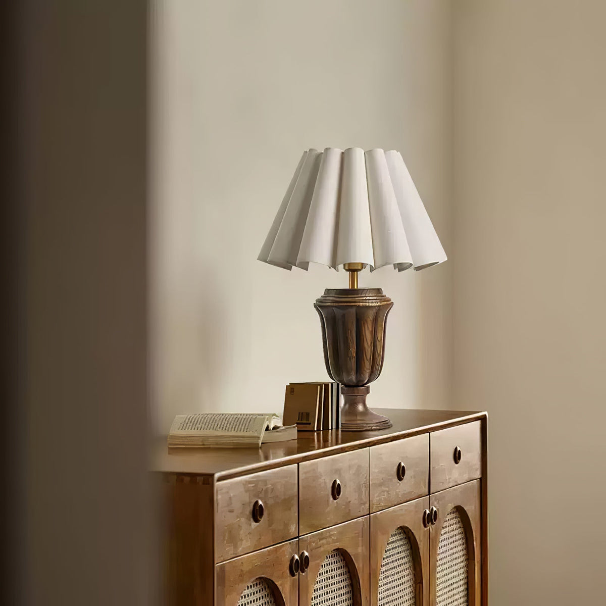 Vireo Lampe de Table en Bois Et Tissu