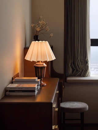 Vireo Lampe de Table en Bois Et Tissu