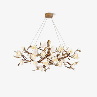 Avaros Lustre en céramique et laiton de luxe postmoderne avec branches fleuries