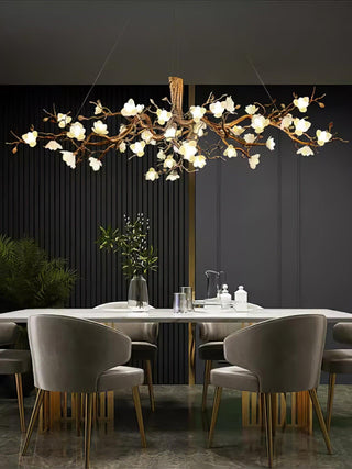 Avaros Lustre en céramique et laiton de luxe postmoderne avec branches fleuries