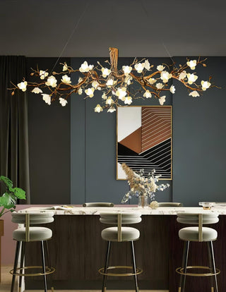 Avaros Lustre en céramique et laiton de luxe postmoderne avec branches fleuries