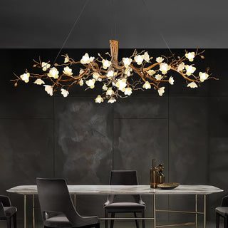 Avaros Lustre en céramique et laiton de luxe postmoderne avec branches fleuries