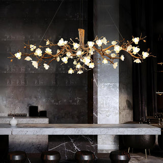 Avaros Lustre en céramique et laiton de luxe postmoderne avec branches fleuries