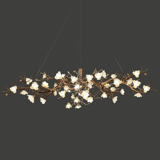 Avaros Lustre en céramique et laiton de luxe postmoderne avec branches fleuries