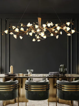 Avaros Lustre en céramique et laiton de luxe postmoderne avec branches fleuries