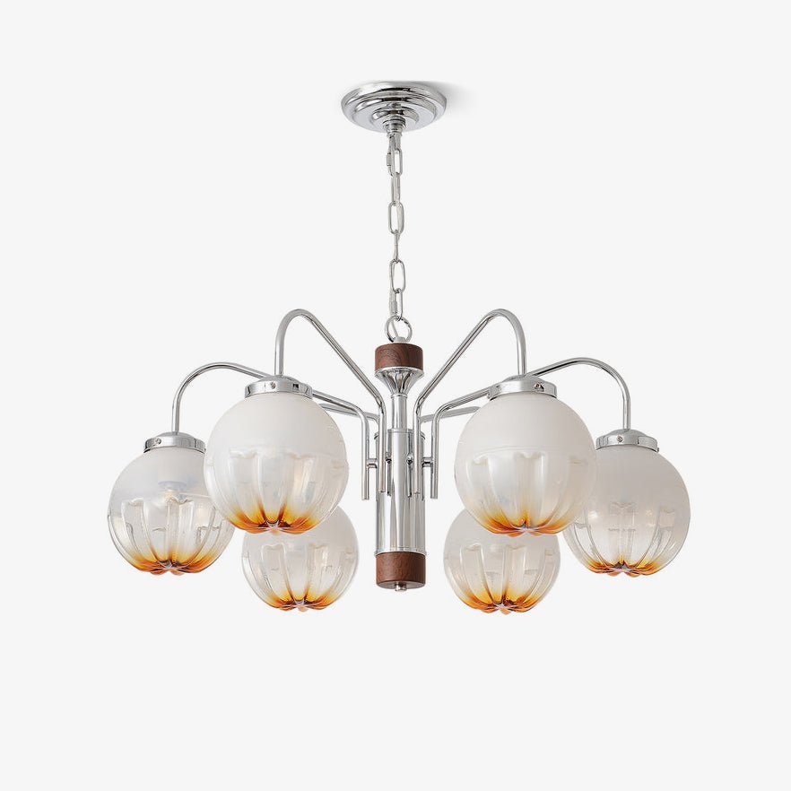 Lysaria Lustre Art Nordique Fleur En Noyer Et Verre