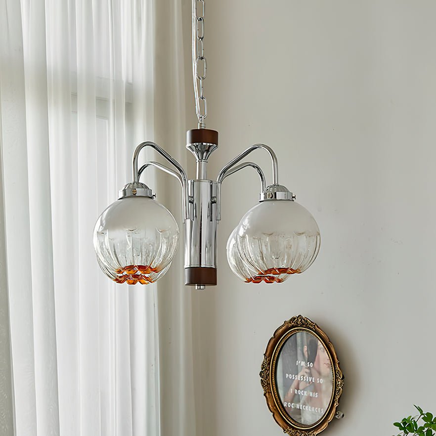 Lysaria Lustre Art Nordique Fleur En Noyer Et Verre