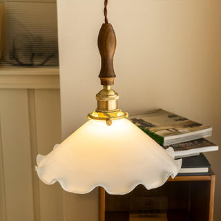 Solara Suspension en Verre Abat-jour Ondulé Vintage