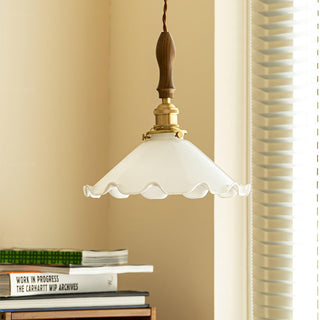Solara Suspension en Verre Abat-jour Ondulé Vintage