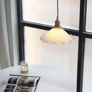 Solara Suspension en Verre Abat-jour Ondulé Vintage