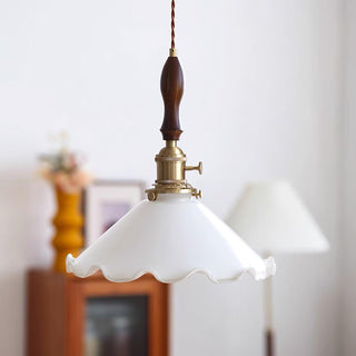 Solara Suspension en Verre Abat-jour Ondulé Vintage