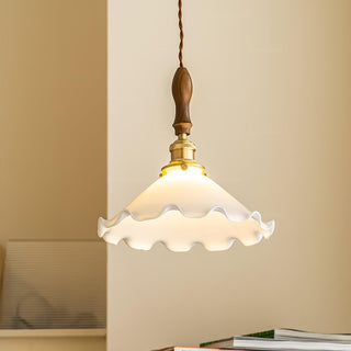 Solara Suspension en Verre Abat-jour Ondulé Vintage