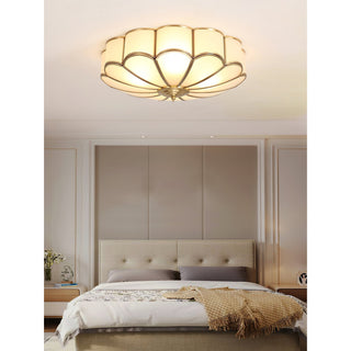 Viraean Plafonnier Moderne Fleur Laiton Verre
