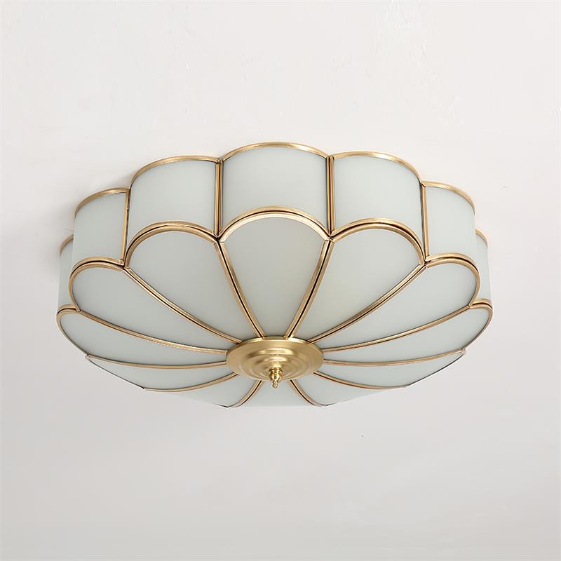 Viraean Plafonnier Moderne Fleur Laiton Verre