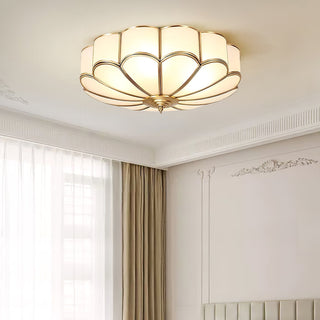 Lustra Plafonnier Forme de Fleur en Verre Laiton