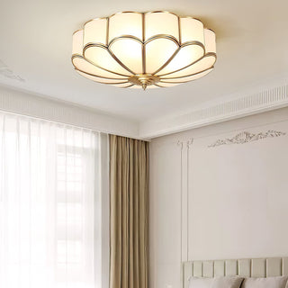 Lustra Plafonnier Forme de Fleur en Verre Laiton