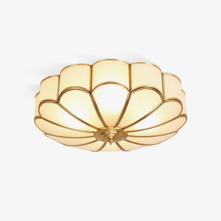 Lustra Plafonnier Forme de Fleur en Verre Laiton