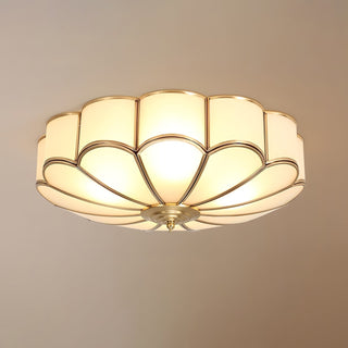Lustra Plafonnier Forme de Fleur en Verre Laiton
