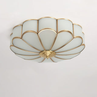 Lustra Plafonnier Forme de Fleur en Verre Laiton