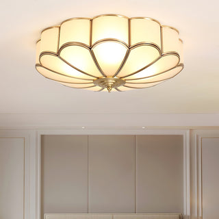 Lustra Plafonnier Forme de Fleur en Verre Laiton