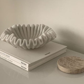 Flute Fold Stone Vessel Storage Tray-Neutral Decor