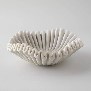 Flute Fold Stone Vessel Storage Tray-Neutral Decor