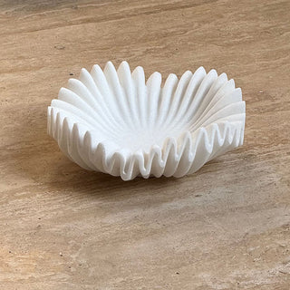 Flute Fold Stone Vessel Storage Tray-Neutral Decor