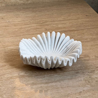 Flute Fold Stone Vessel Storage Tray-Neutral Decor
