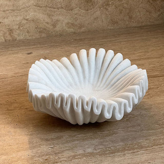 Flute Fold Stone Vessel Storage Tray-Neutral Decor