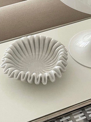 Flute Fold Stone Vessel Storage Tray-Neutral Decor