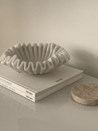 Flute Fold Stone Vessel Storage Tray-Neutral Decor