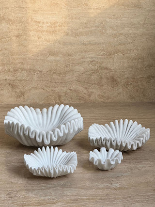 Flute Fold Stone Vessel Storage Tray-Neutral Decor