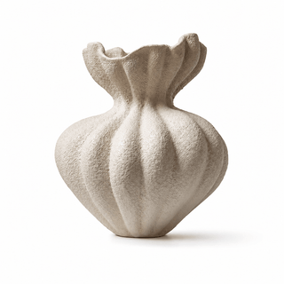 Fluted Bloom Ceramic Vase-Neutral Decor