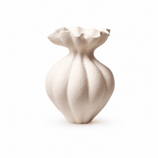 Fluted Bloom Ceramic Vase-Neutral Decor