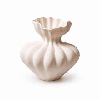 Fluted Bloom Ceramic Vase-Neutral Decor