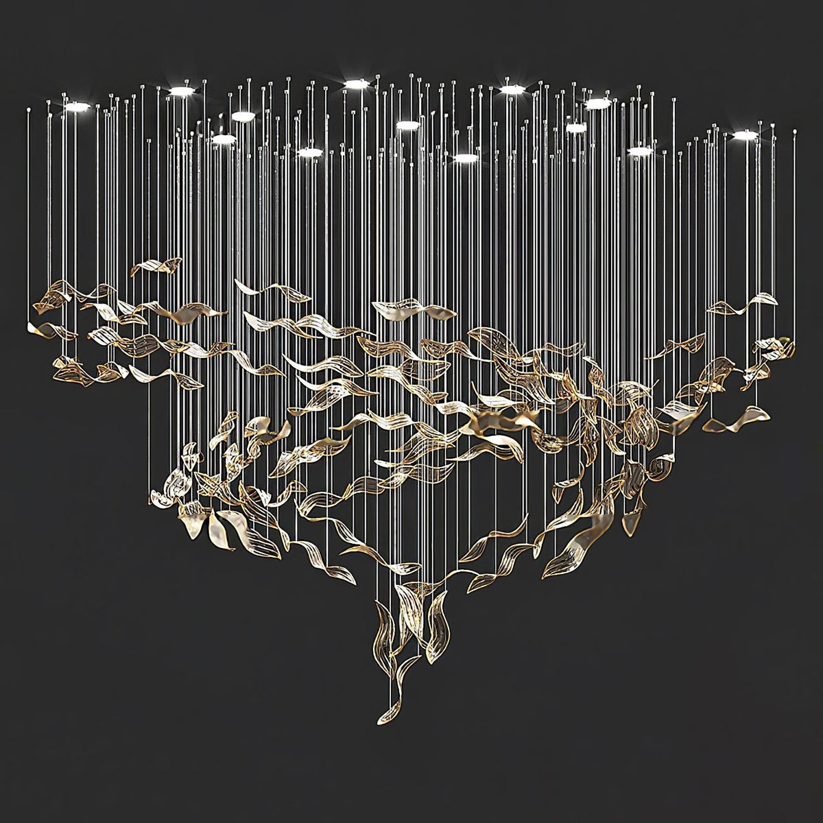Neleira Lustre Feuille Cascadant Luxe