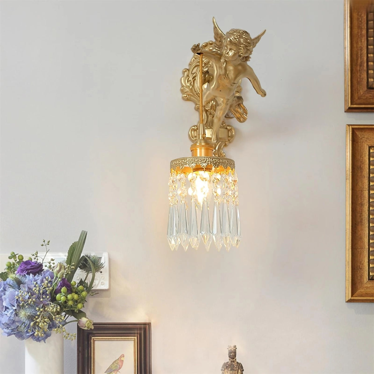 Aged Applique Murale en Verre Ange Volant