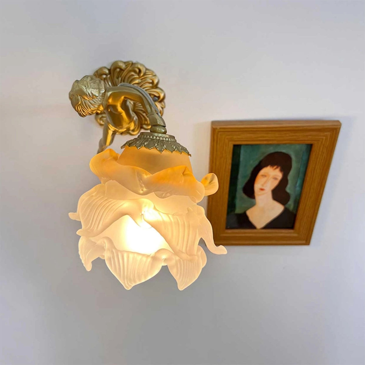Aged Applique Murale en Verre Ange Volant
