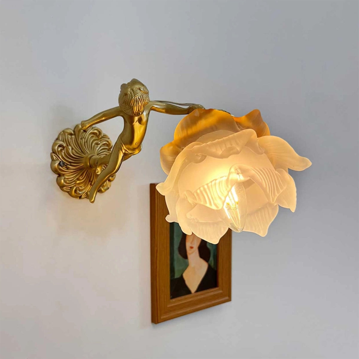 Aged Applique Murale en Verre Ange Volant