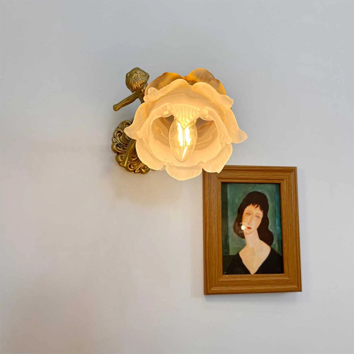 Aged Applique Murale en Verre Ange Volant
