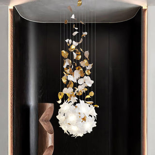 Araeos Lustre en Laiton Fleurs Volantes et Papillons