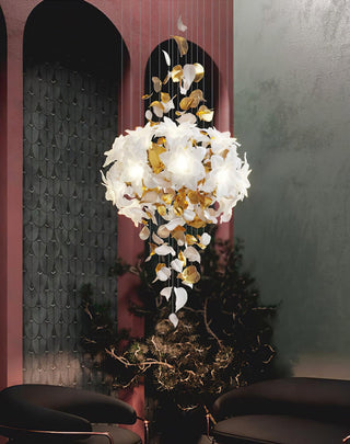 Araeos Lustre en Laiton Fleurs Volantes et Papillons